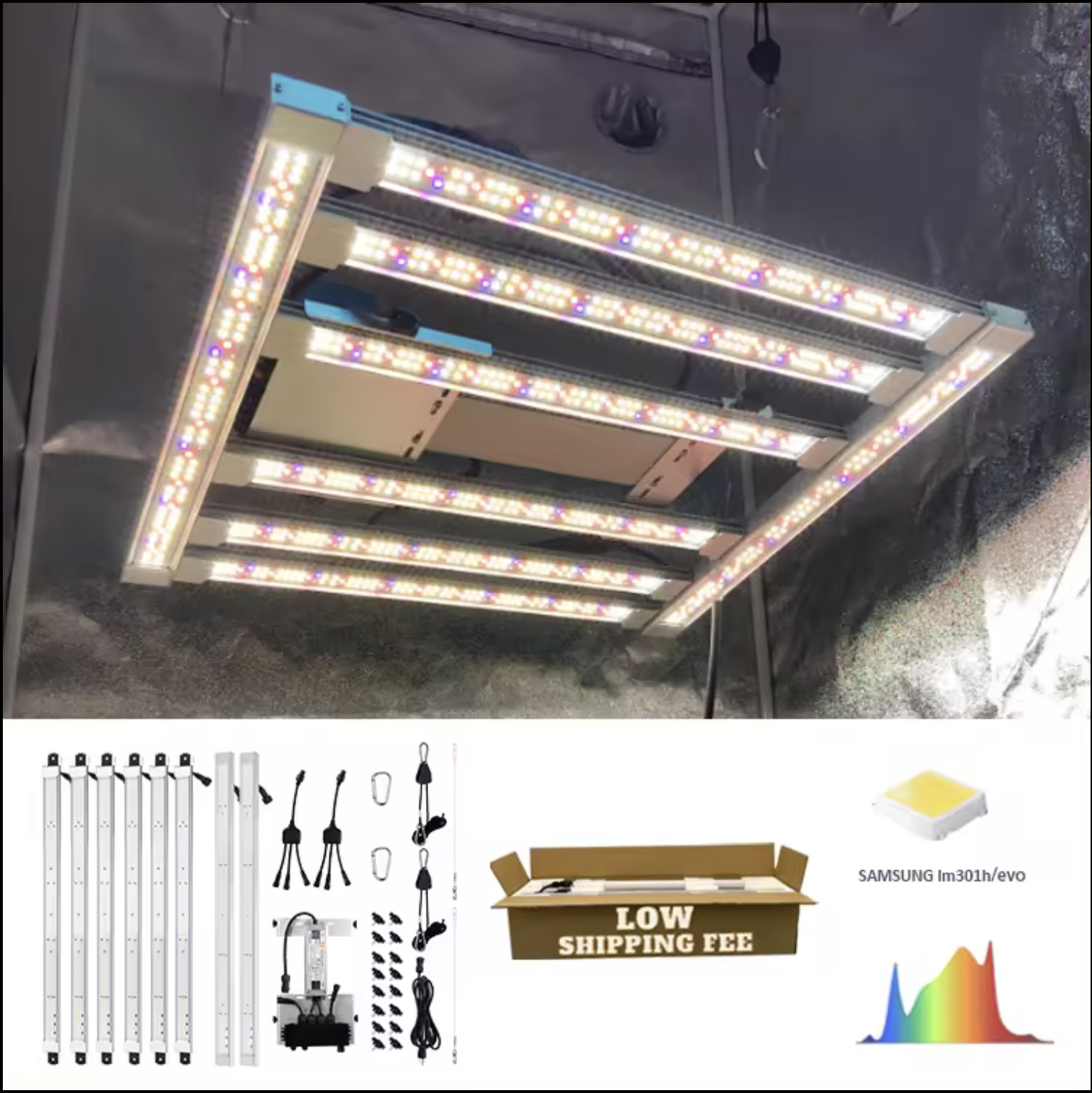 4-Pannelle 320 W LM301H Evo LED-Wachstumslicht original Samsung LEDs